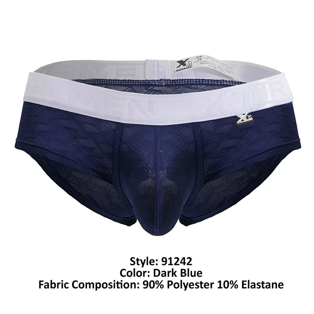 Dark blue xtremen 91242 microfiber briefs with white xc waistband made of 90% polyester and 10% elastane
