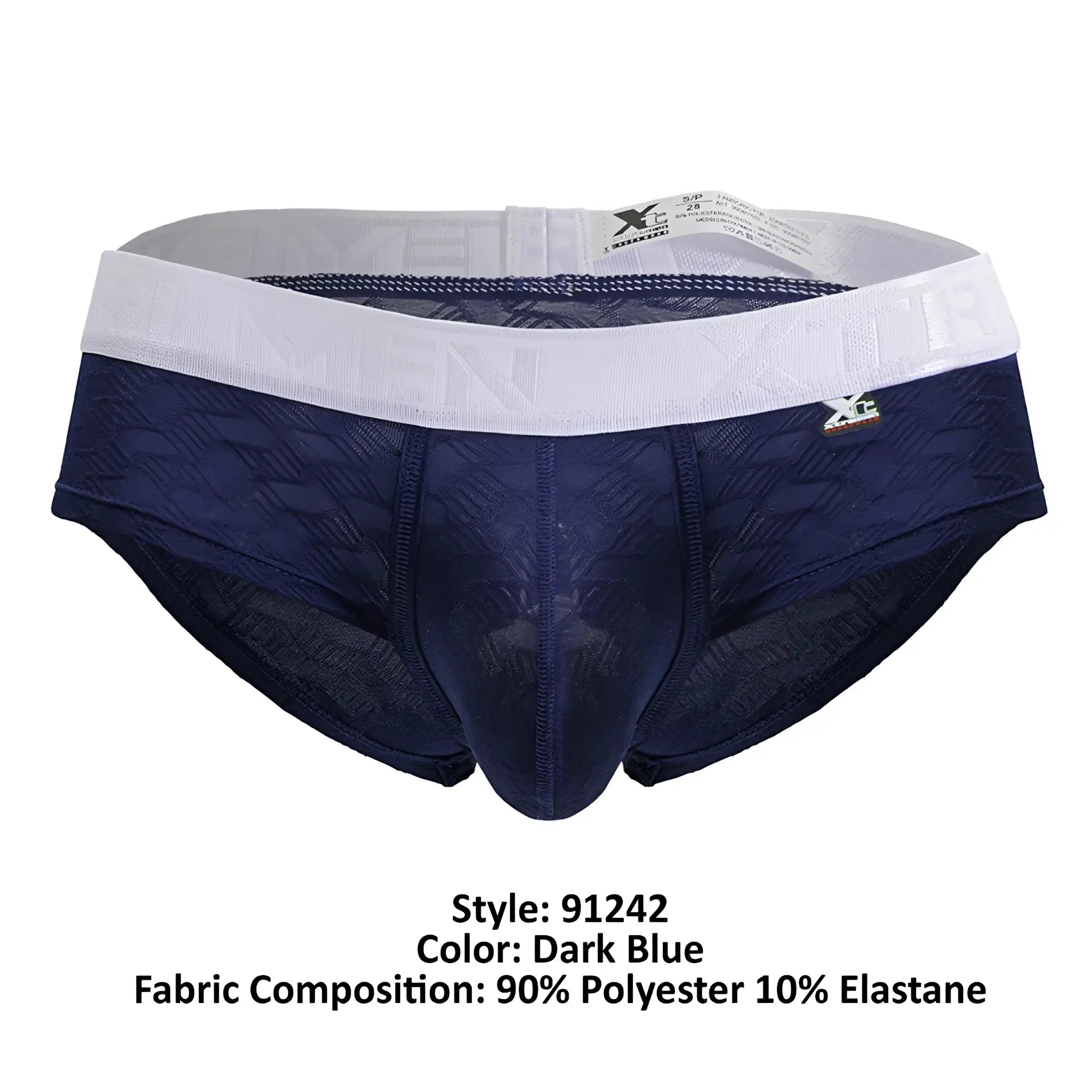 Dark blue xtremen 91242 microfiber briefs with white xc waistband made of 90% polyester and 10% elastane