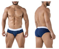Xtremen 91242 microfiber brief in dark blue with navy blue fabric and white waistband featuring a small logo on left side
