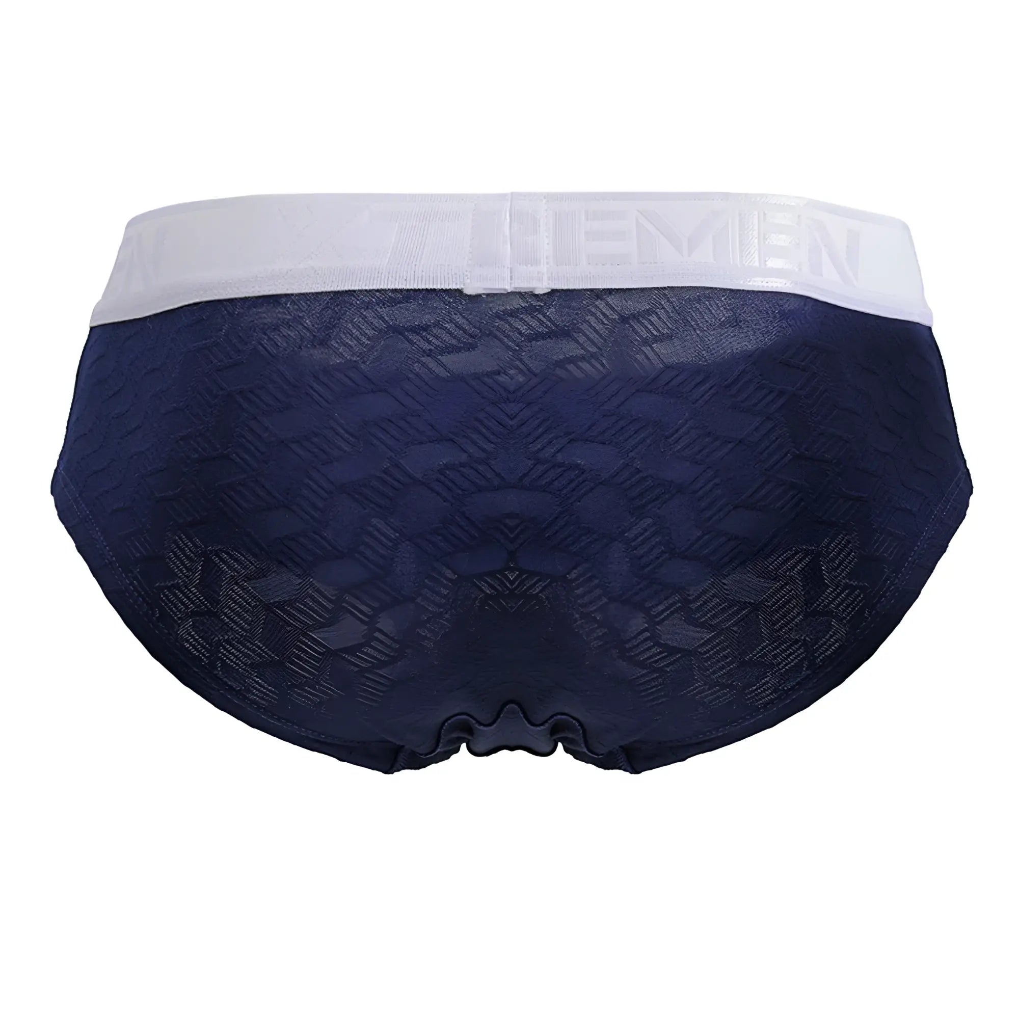 Dark blue textured Xtremen 91242 microfiber men’s briefs with white elastic waistband featuring x-treme men logo