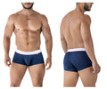 Navy blue xtremen 91243 microfiber trunks with white waistband red trim and small front logo for comfortable wear