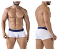 White xtremen 91243 microfiber boxer briefs with navy waistband red trim and freedom brand name in white letters
