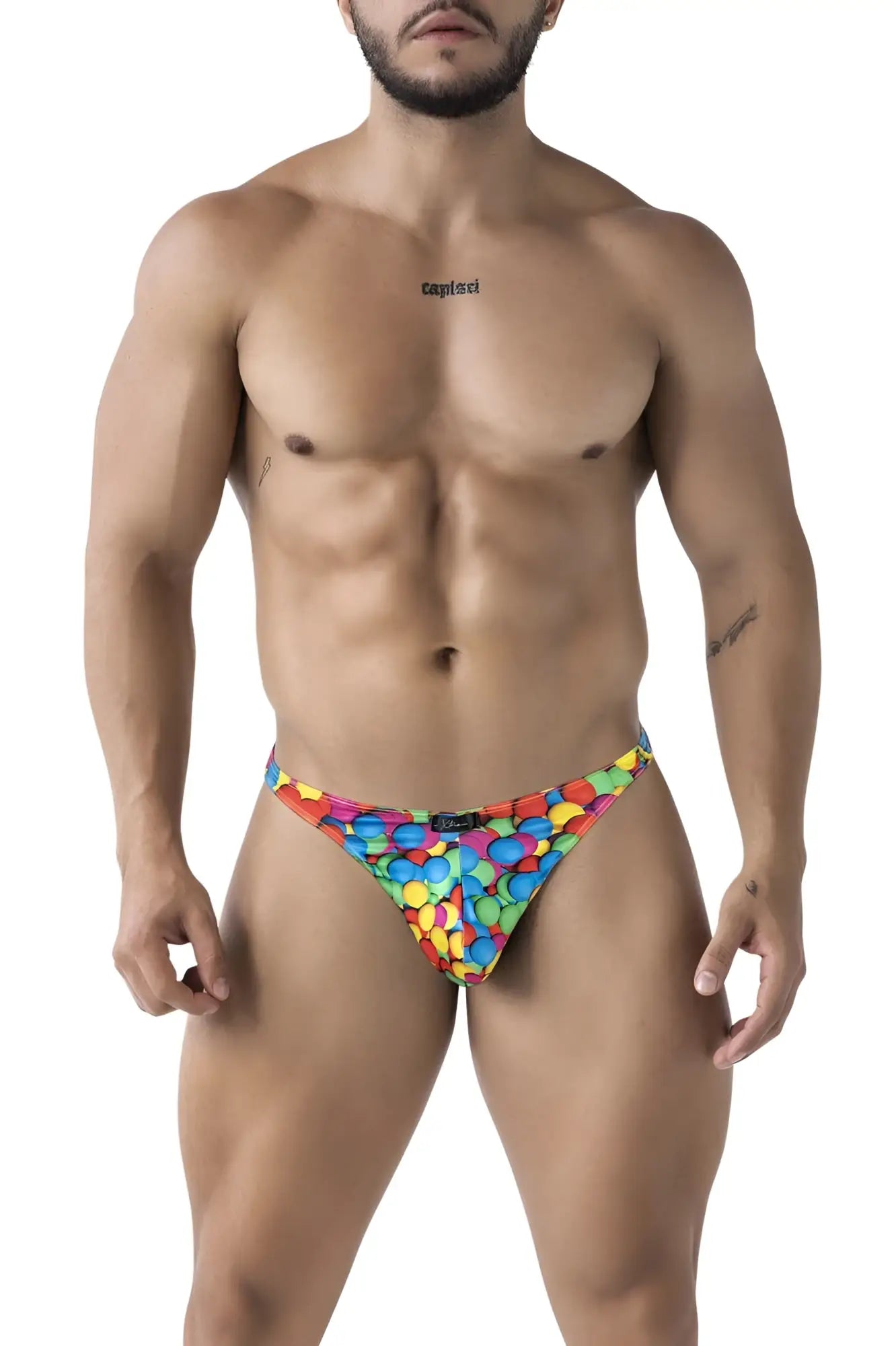 Colorful xtremen 91247 printed thongs color bubbles with vibrant candy-themed pattern of assorted sweets