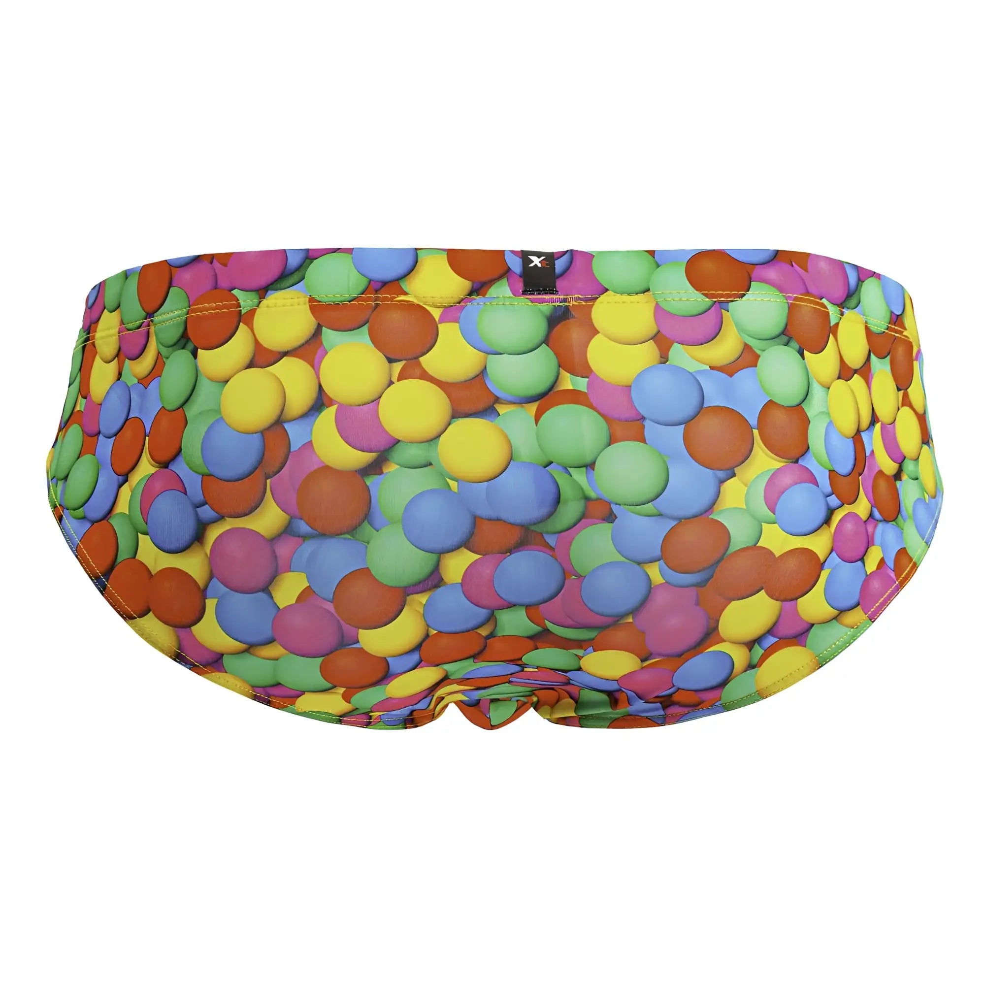 Xtremen 91248 printed briefs color bubbles vibrant multicolored candy-themed swim trunks with round candy pattern