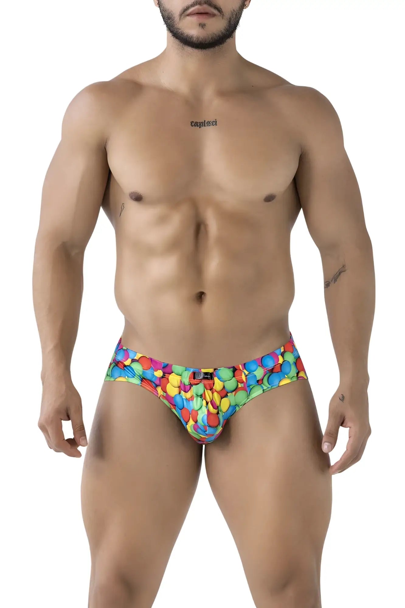 Xtremen 91248 printed briefs color bubbles featuring vibrant rainbow candy-themed glossy playful print