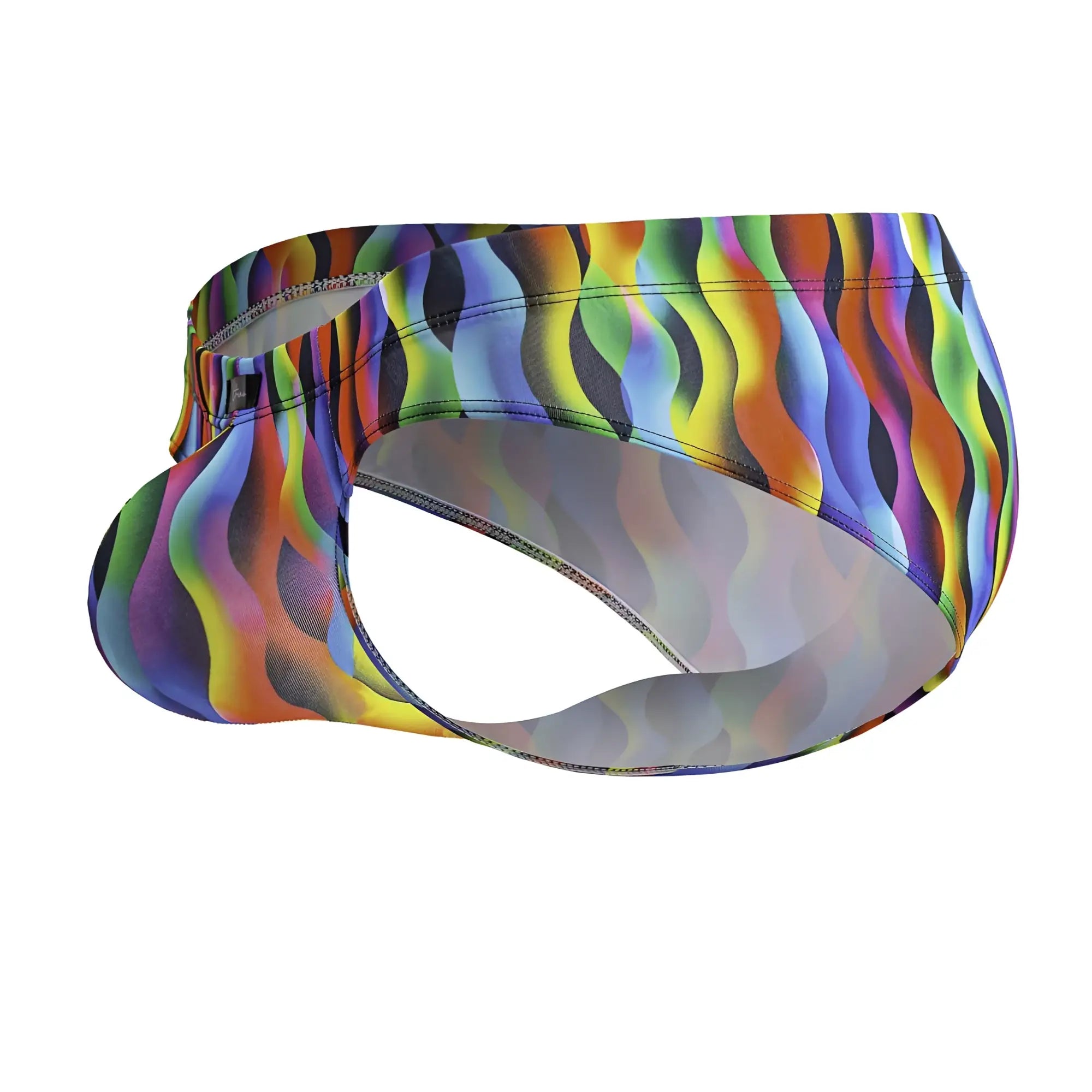 Xtremen 91248 printed briefs color waves vibrant rainbow wave-patterned swim trunks with sleek form-fitting design