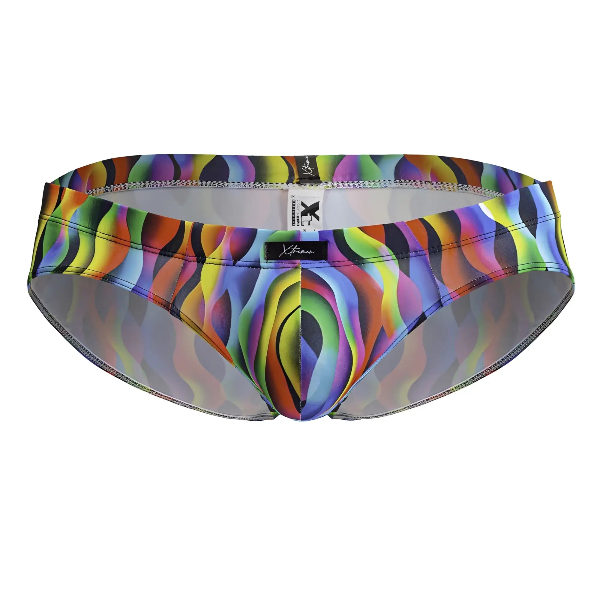 Xtremen 91248 printed briefs color waves with vibrant rainbow wave pattern and sleek form-fitting design