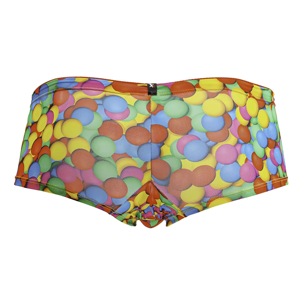 Xtremen 91249 printed trunks vibrant multicolored swim trunks with playful overlapping circles in yellow blue green pink and orange
