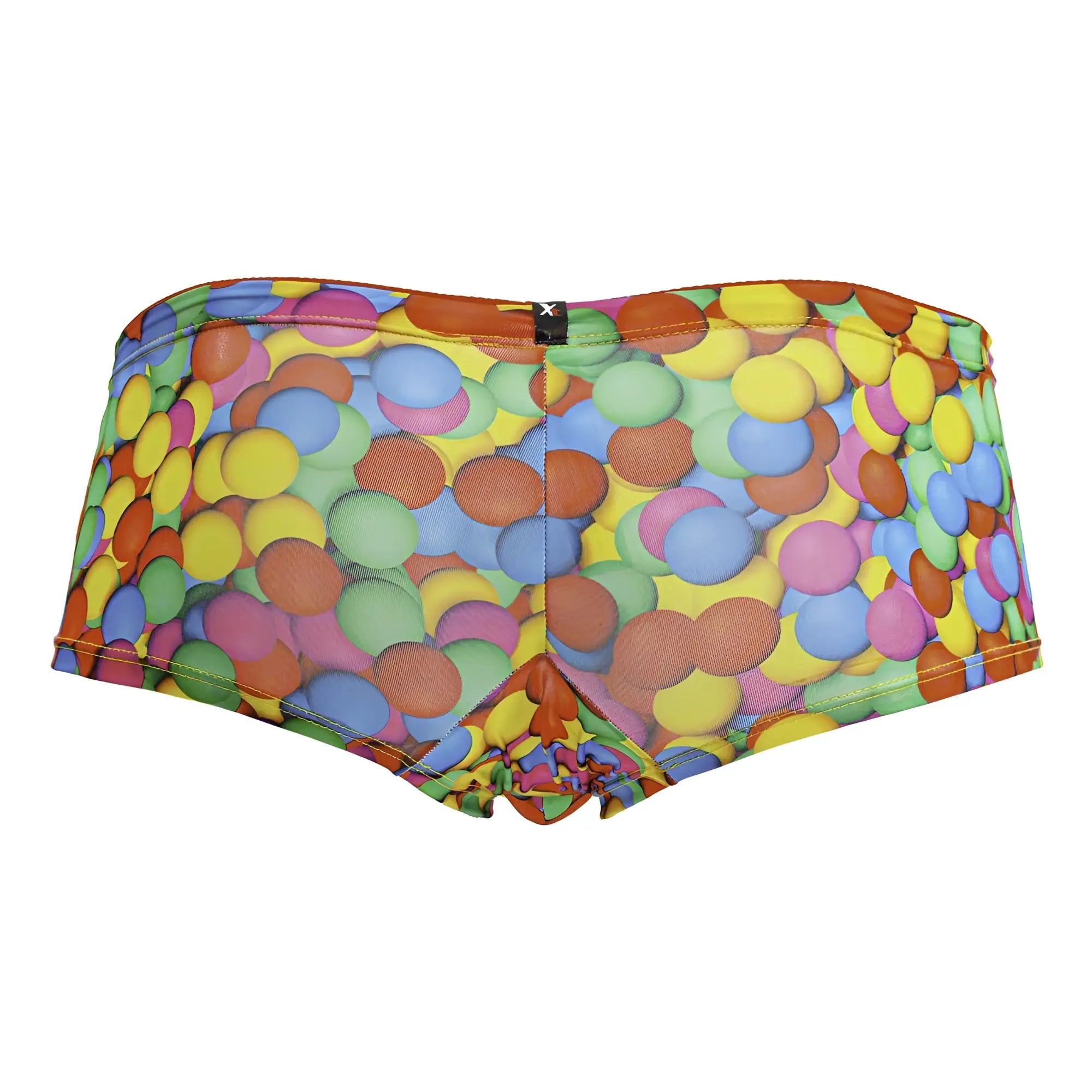 Xtremen 91249 printed trunks vibrant multicolored swim trunks with playful overlapping circles in yellow blue green pink and orange