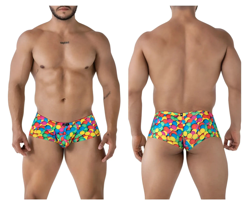 Xtremen 91249 printed trunks color bubbles vibrant rainbow balloon patterned men’s briefs front view in soft fabric