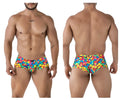 Xtremen 91249 printed trunks color bubbles vibrant rainbow balloon patterned men’s briefs front view in soft fabric