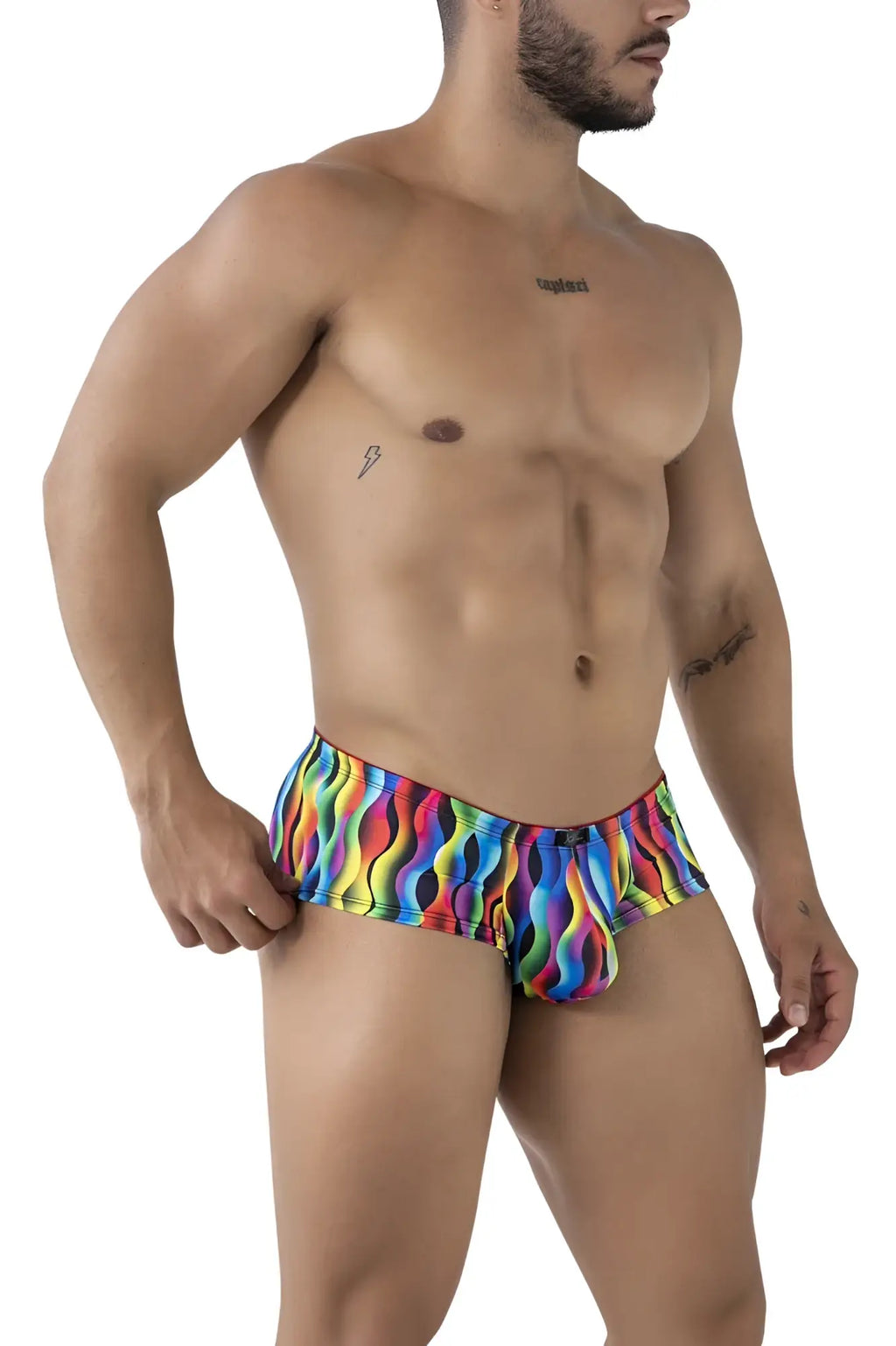 Xtremen 91249 printed trunks vibrant rainbow wave patterned men’s briefs in stretchy fabric for comfort