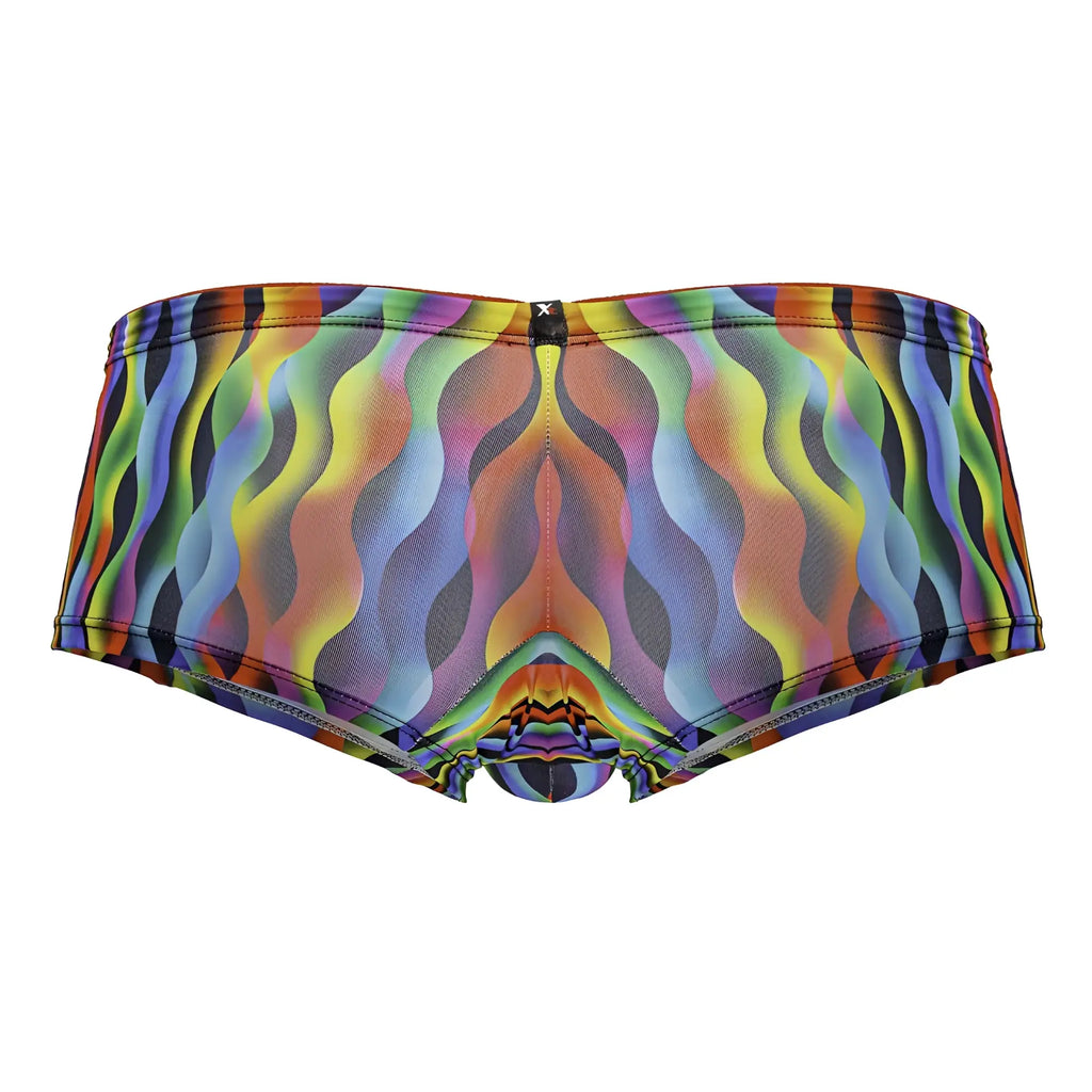 Xtremen 91249 printed trunks vibrant rainbow wave patterned men’s briefs with symmetrical design and elastic waistband