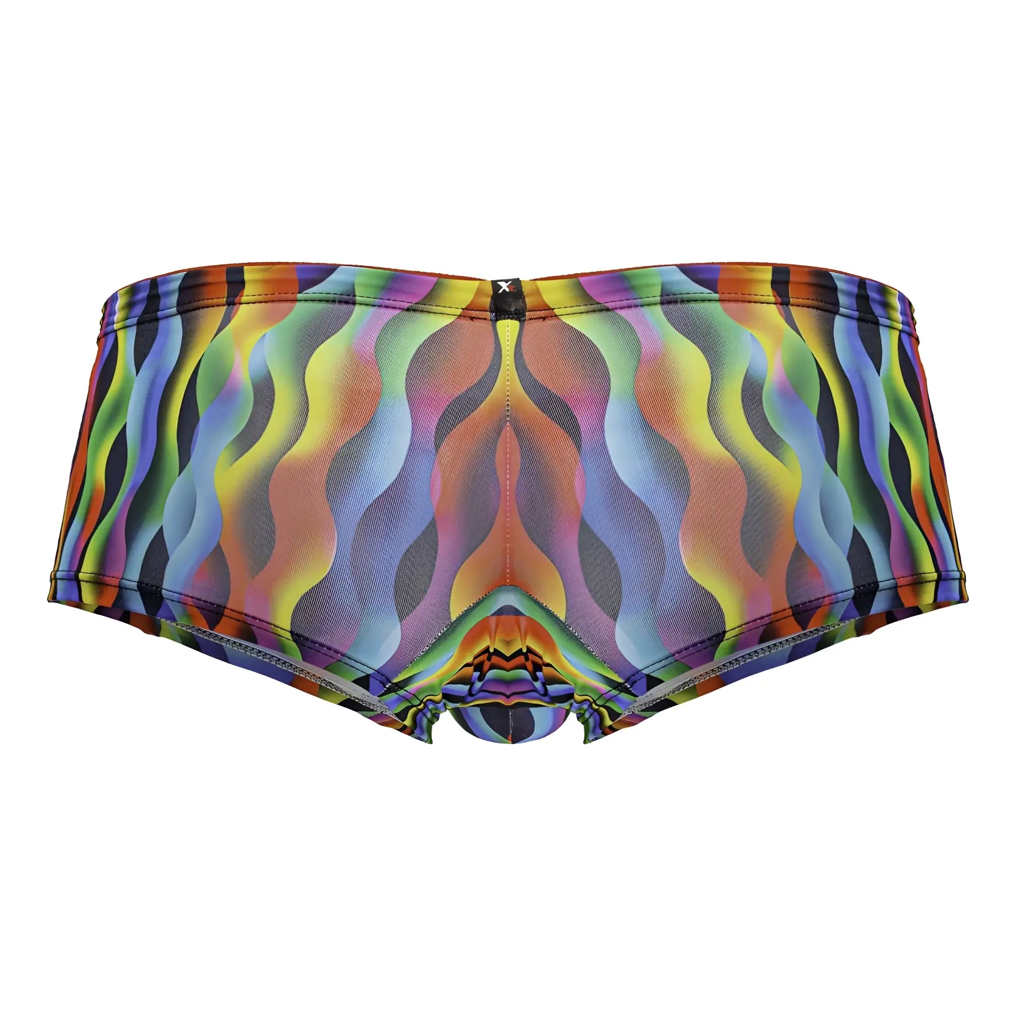 Xtremen 91249 printed trunks vibrant rainbow wave patterned men’s briefs with symmetrical design and elastic waistband