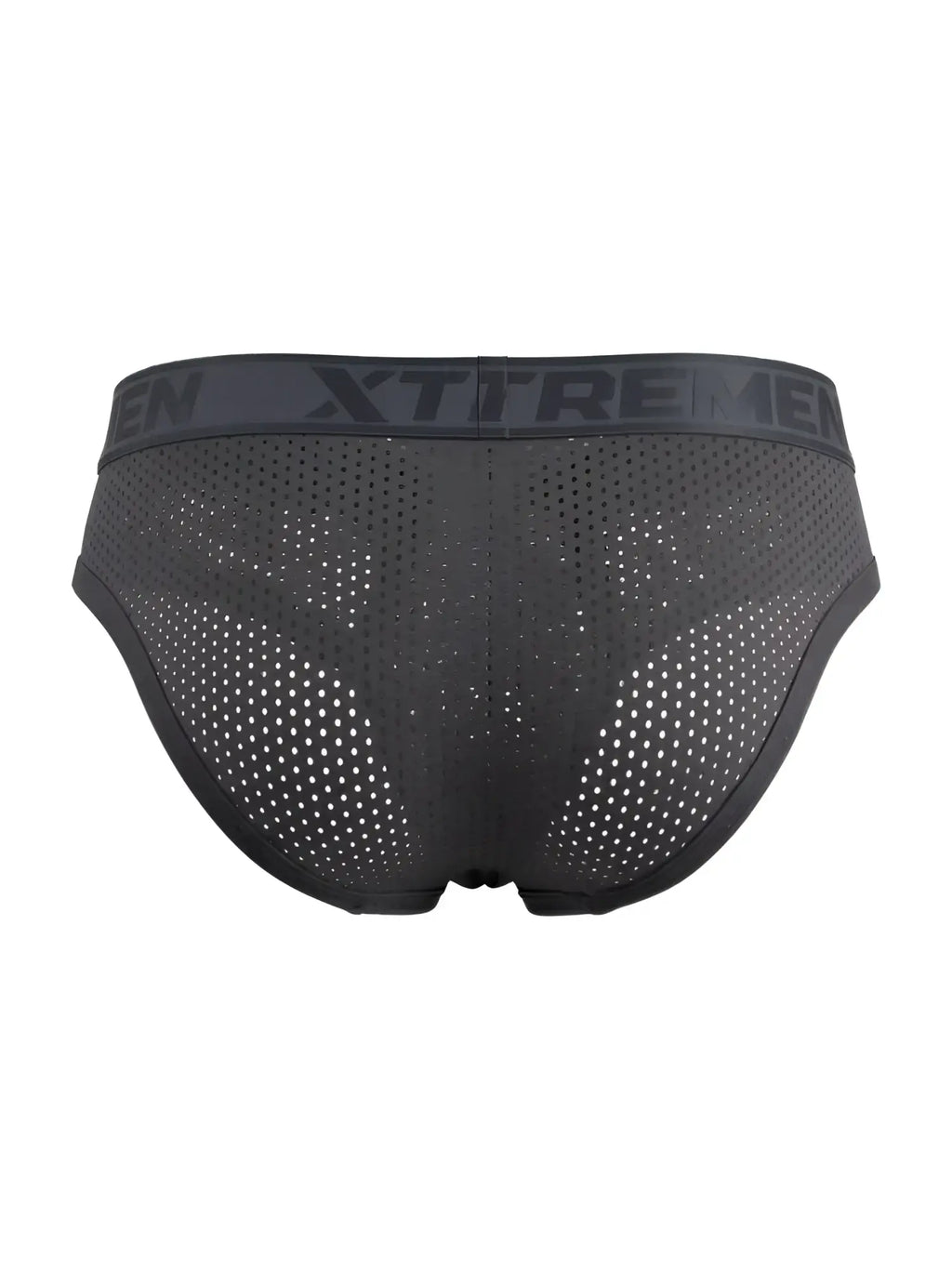 Black xtremen 91250 microfiber mesh briefs with perforated design and branded elastic waistband in gray