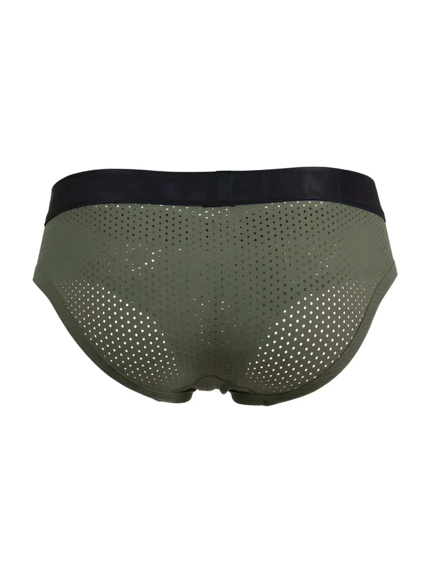 Xtremen 91250 microfiber mesh briefs in military green with olive perforated fabric and black elastic waistband