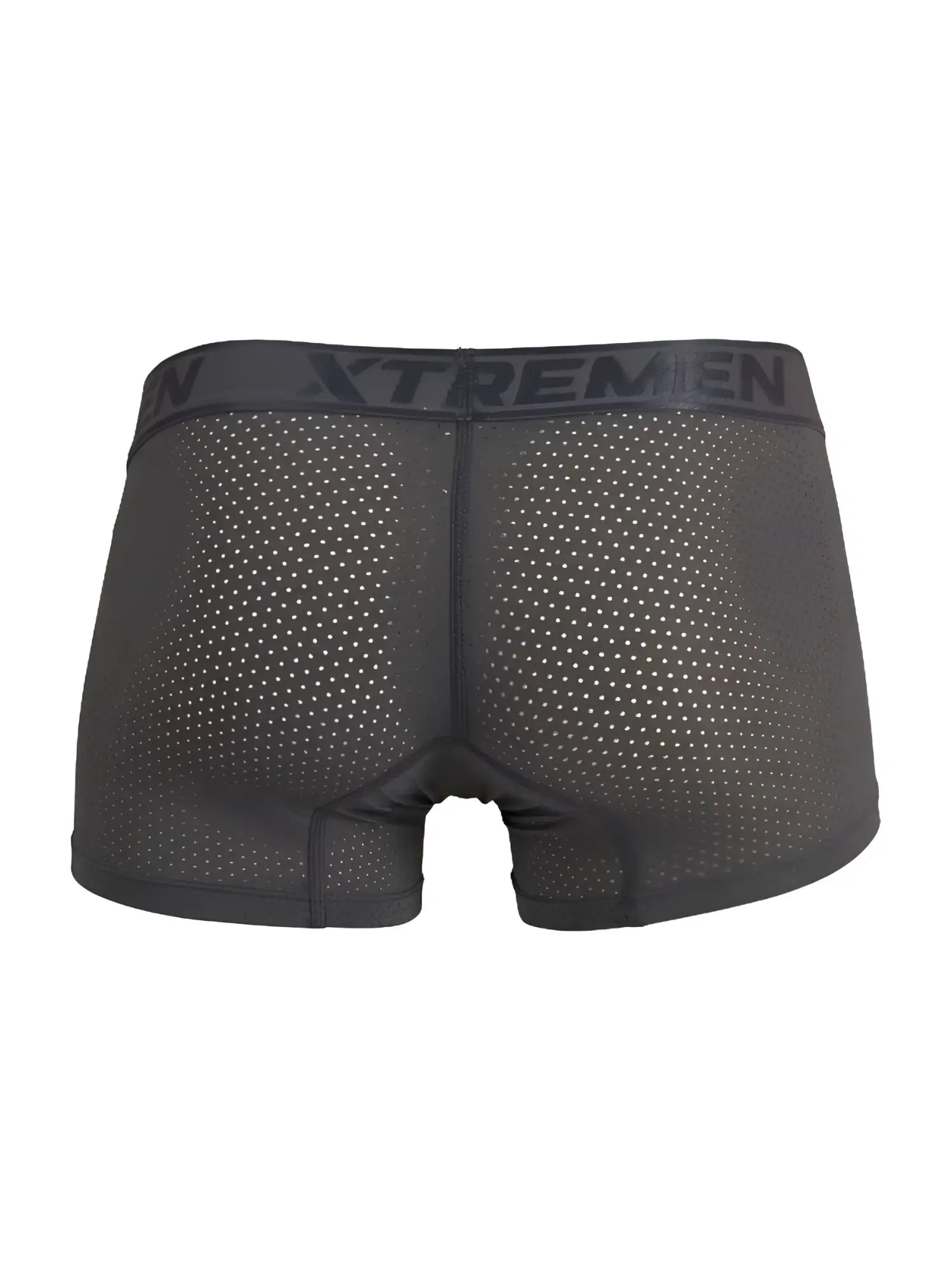 Black microfiber mesh boxer briefs in gray with reinforced waistband featuring the Xtremen logo