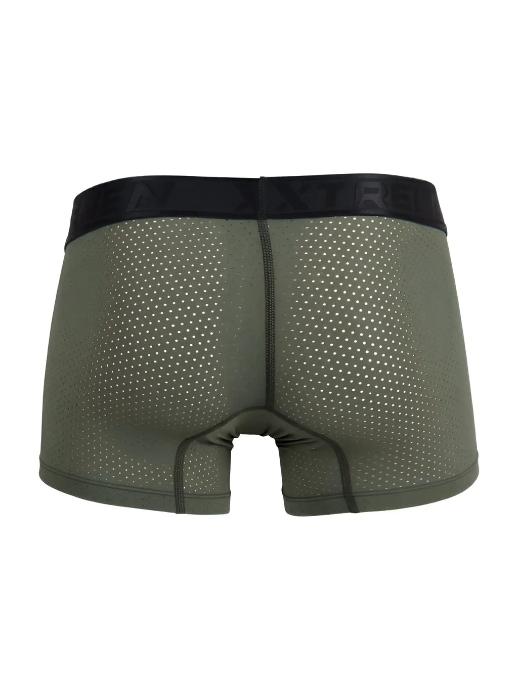 Olive green xtremen 91251 microfiber mesh boxer briefs with black extreme logo waistband front view