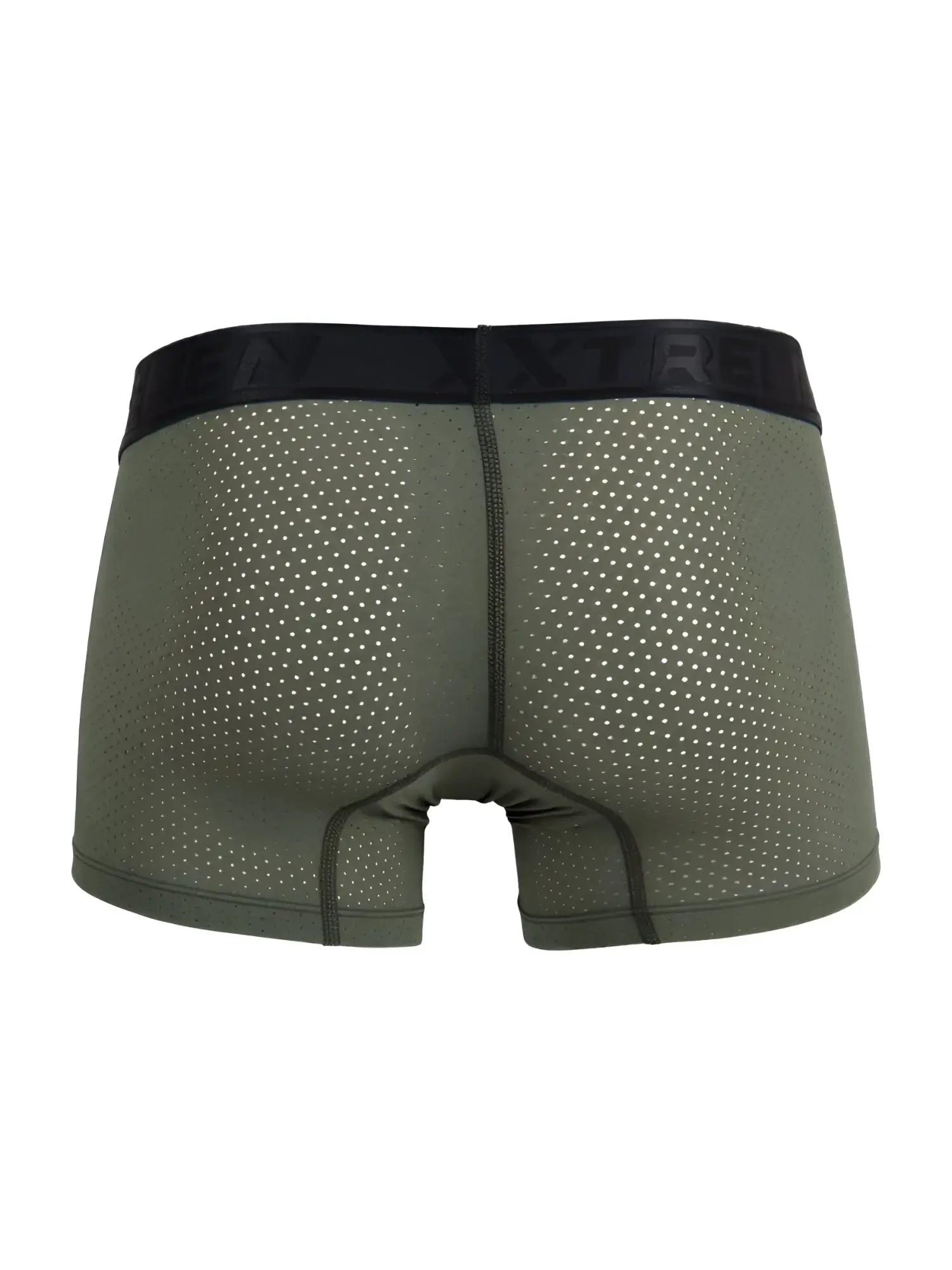 Olive green xtremen 91251 microfiber mesh boxer briefs with black extreme logo waistband front view