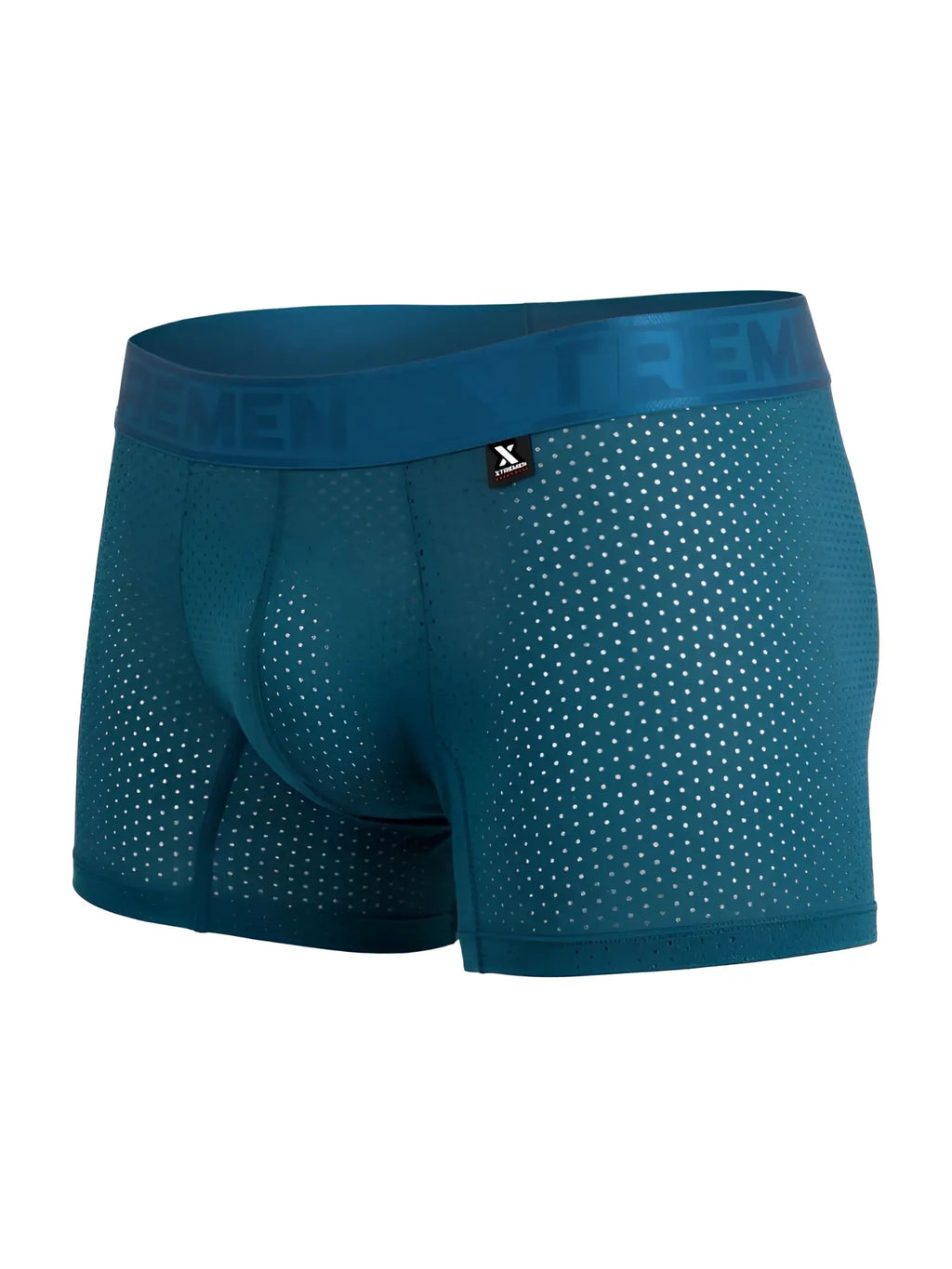 Teal xtremen 91251 microfiber mesh boxer briefs with perforated design and elastic waistband with extreme branding