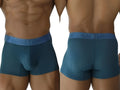 Teal xtremen 91251 microfiber mesh boxer briefs with blue waistband and men print in white in the front view