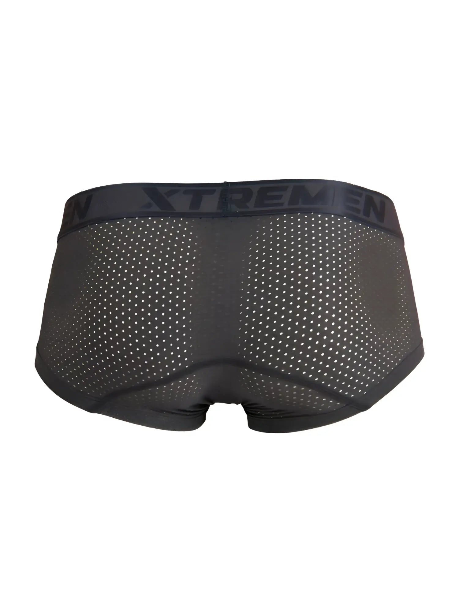 Gray xtremen 91252 microfiber mesh trunks with black mesh briefs and solid waistband featuring the xtremen logo
