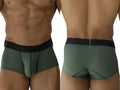 Olive green xtremen 91252 microfiber mesh athletic briefs with black elastic waistband and perforated detailing