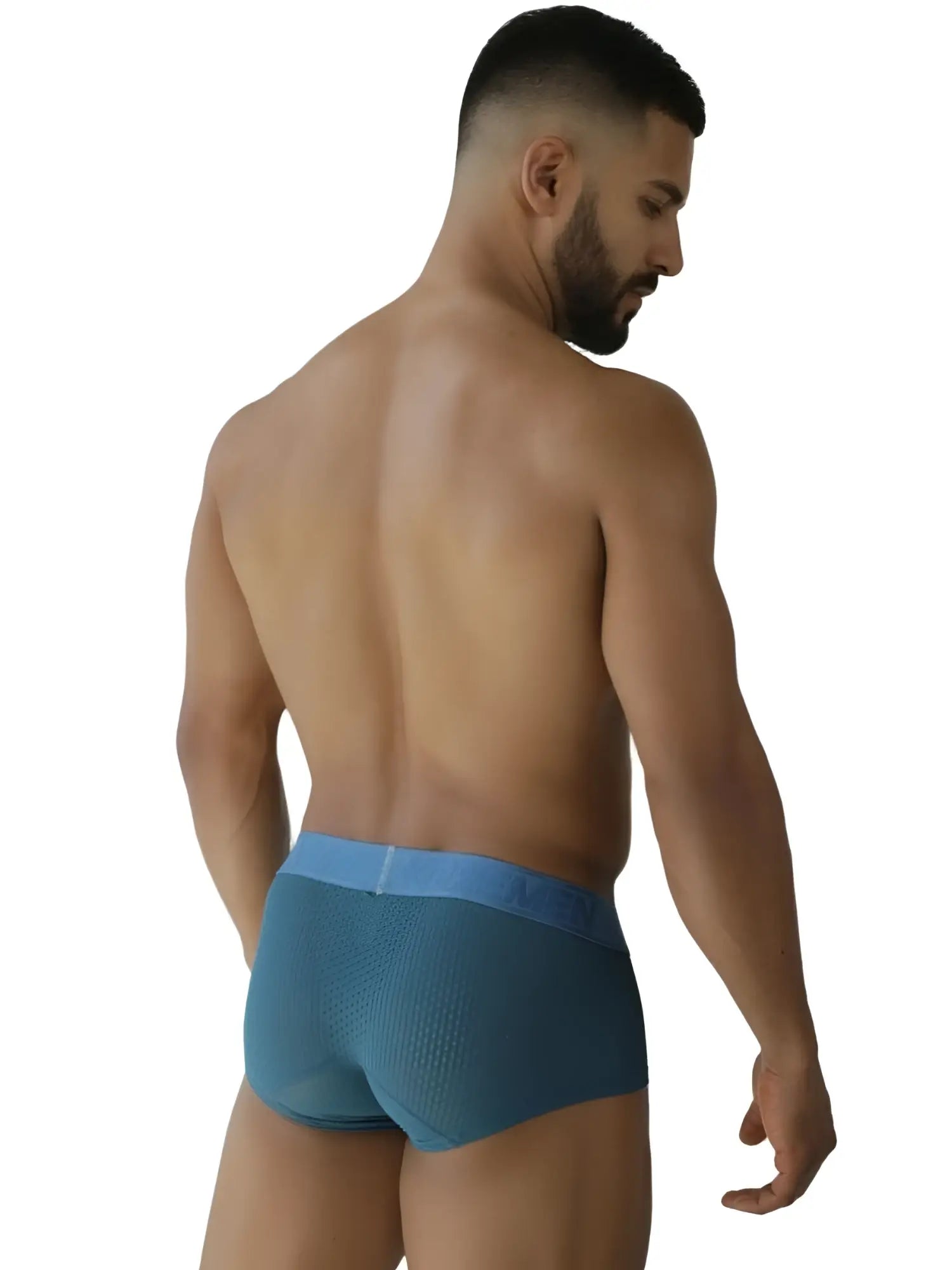 Xtremen 91252 microfiber mesh trunks in petrol blue with light blue elastic waistband for comfortable wear