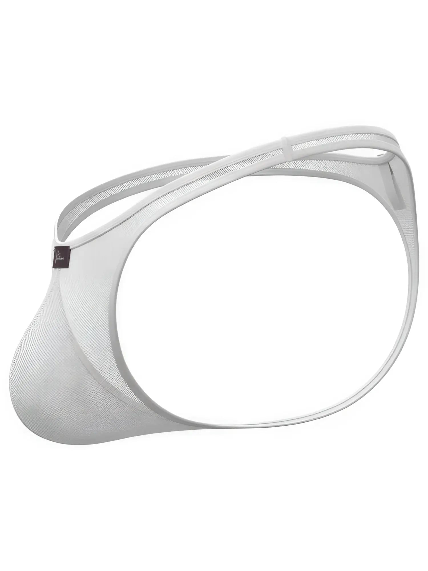 Xtremen white mesh thong with a contoured pouch and thin elastic side straps.