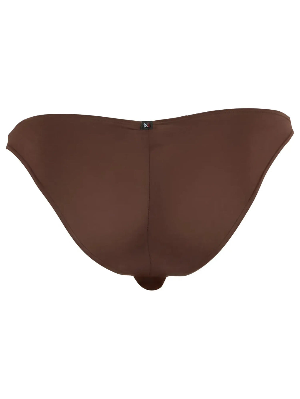 Xtremen men's brown bikini underwear with a small logo tag at the center back waistband.