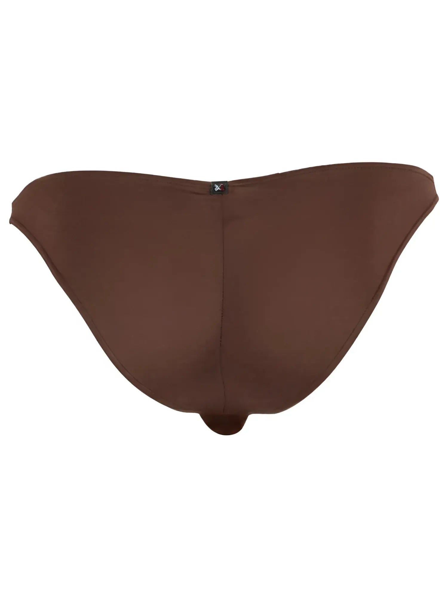 Xtremen men's brown bikini underwear with a small logo tag at the center back waistband.