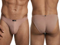 Xtremen men's tan bikini underwear, shown from front and back views with a branded logo tag.
