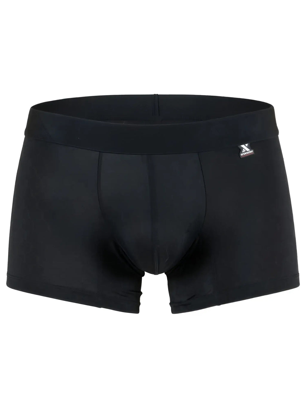 Xtremen black boxer briefs with a subtle tonal honeycomb pattern and a small brand logo on the waistband.