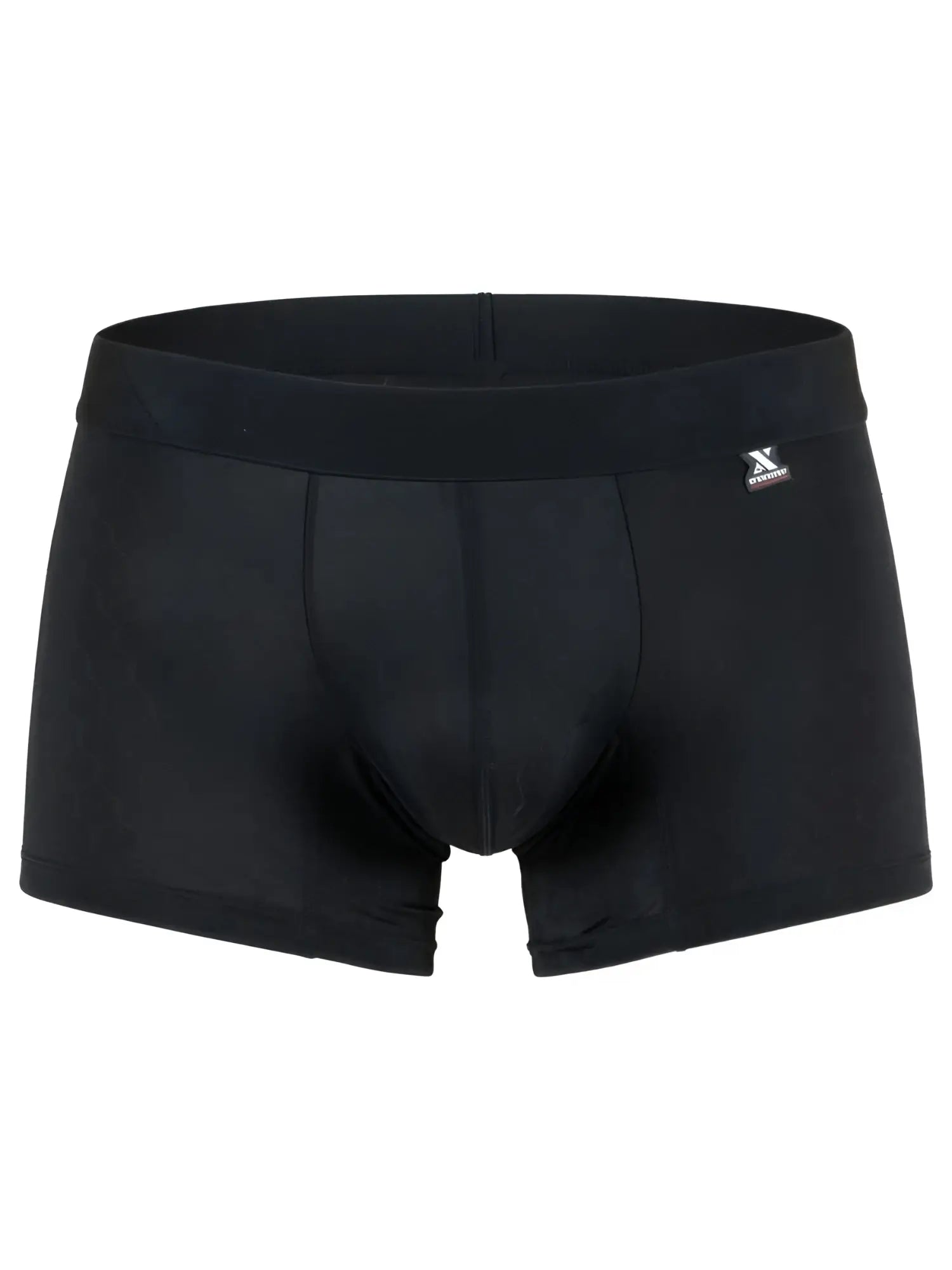Xtremen black boxer briefs with a subtle tonal honeycomb pattern and a small brand logo on the waistband.
