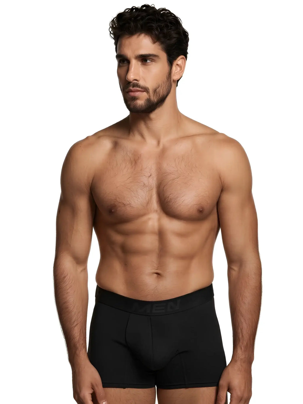 Xtremen black boxer briefs with a logo-detailed elastic waistband worn by a muscular man.