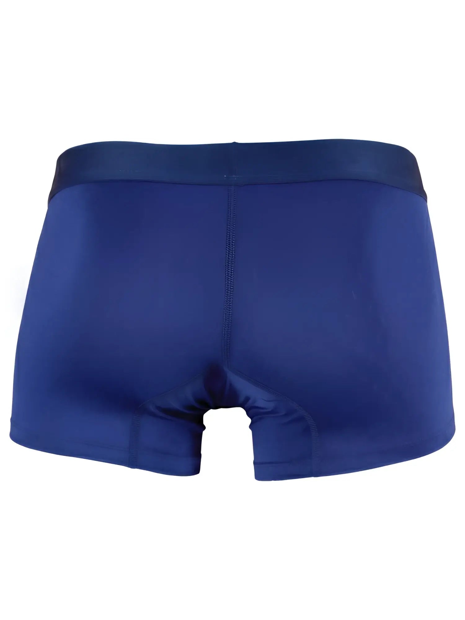Xtremen blue solid boxer briefs, back view.