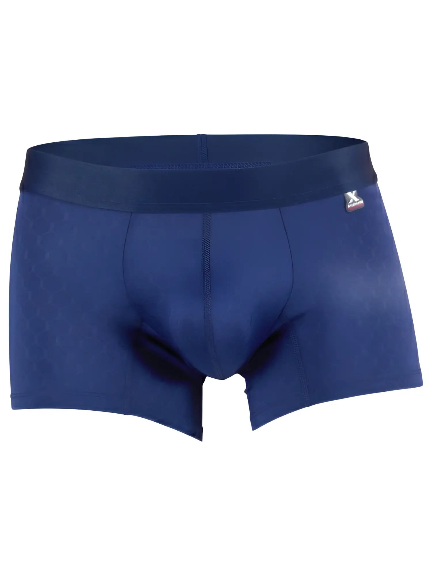 Xtremen blue boxer briefs with a subtle tonal honeycomb pattern and branded elastic waistband.