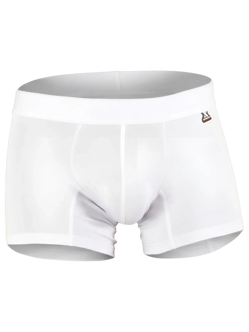 Xtremen men's white boxer briefs with a subtle geometric textured pattern and a small brand logo on the waistband.