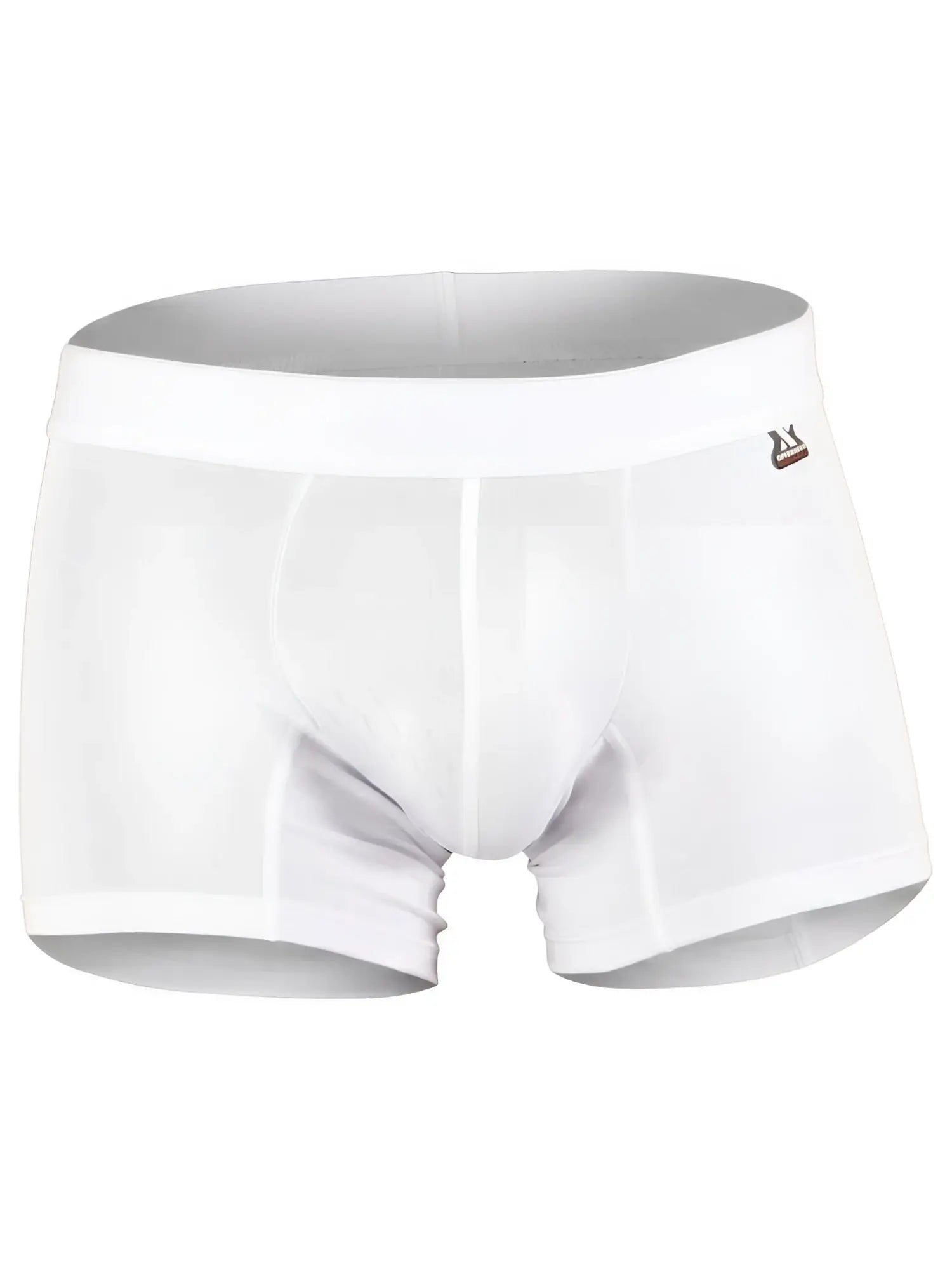 Xtremen men's white boxer briefs with a subtle geometric textured pattern and a small brand logo on the waistband.