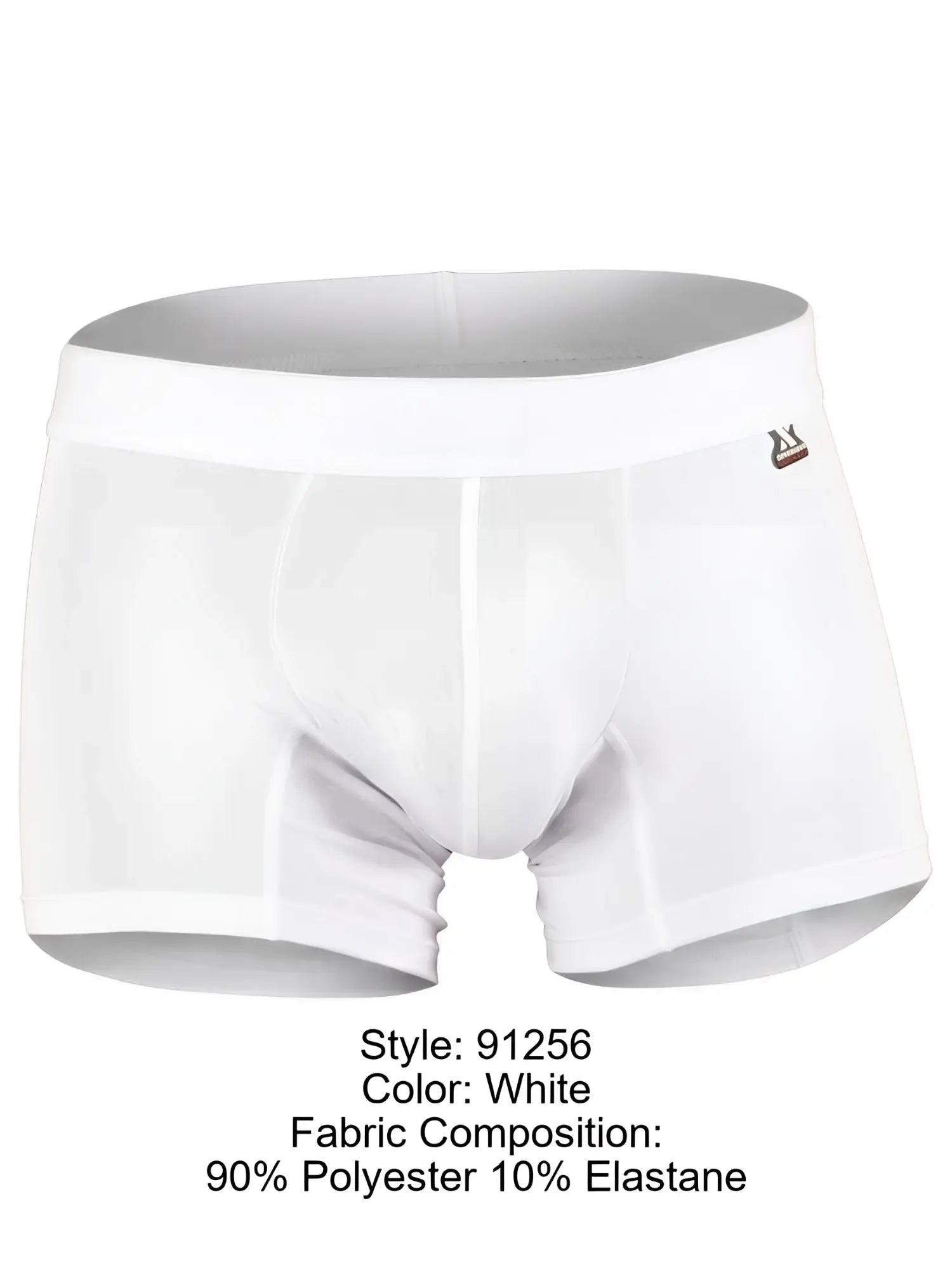 Xtremen white boxer briefs with a subtle geometric honeycomb pattern and branded elastic waistband.