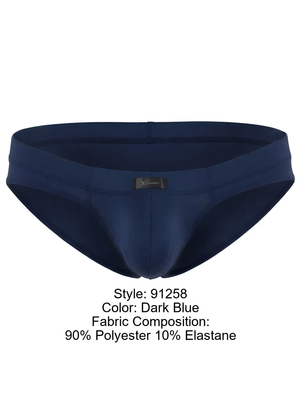 Xtremen dark blue men's briefs featuring a centered branded waistband tag on a plain, minimalist design.