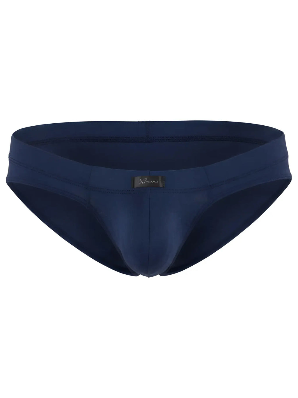 Xtremen navy blue solid men's briefs with a center front brand logo patch.