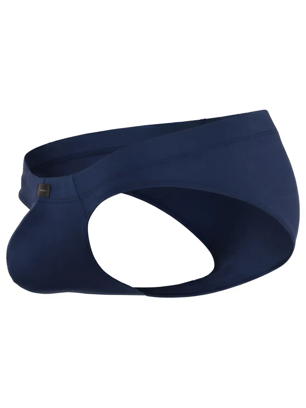 Xtremen navy blue men’s briefs with a high-cut leg design and a small brand logo tag on the waistband.