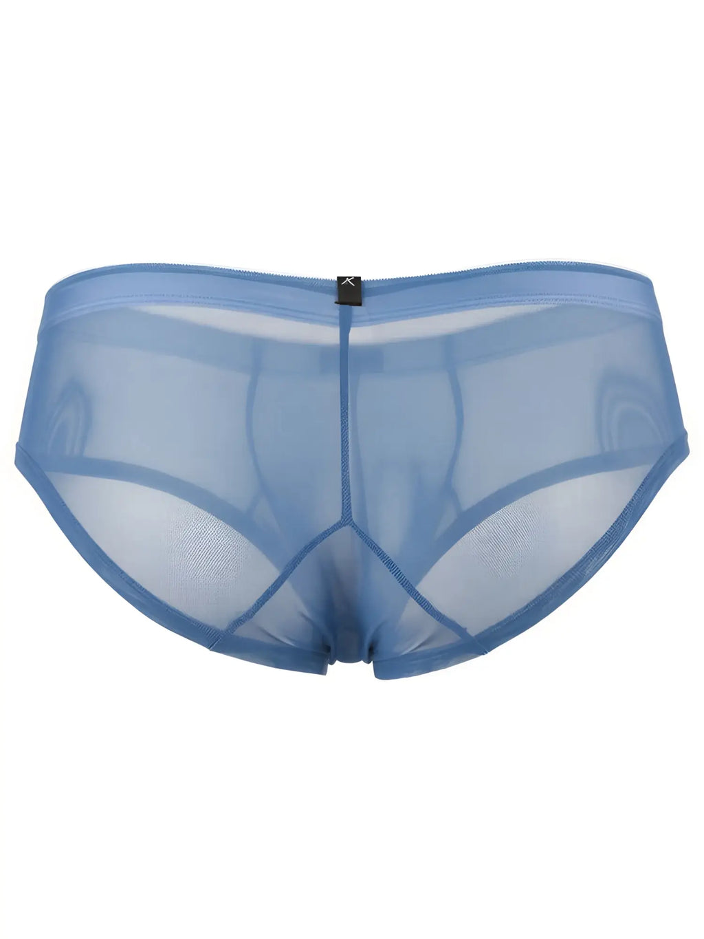 Xtremen blue mesh briefs featuring a sheer, semi-transparent fabric and a central rear brand tag.