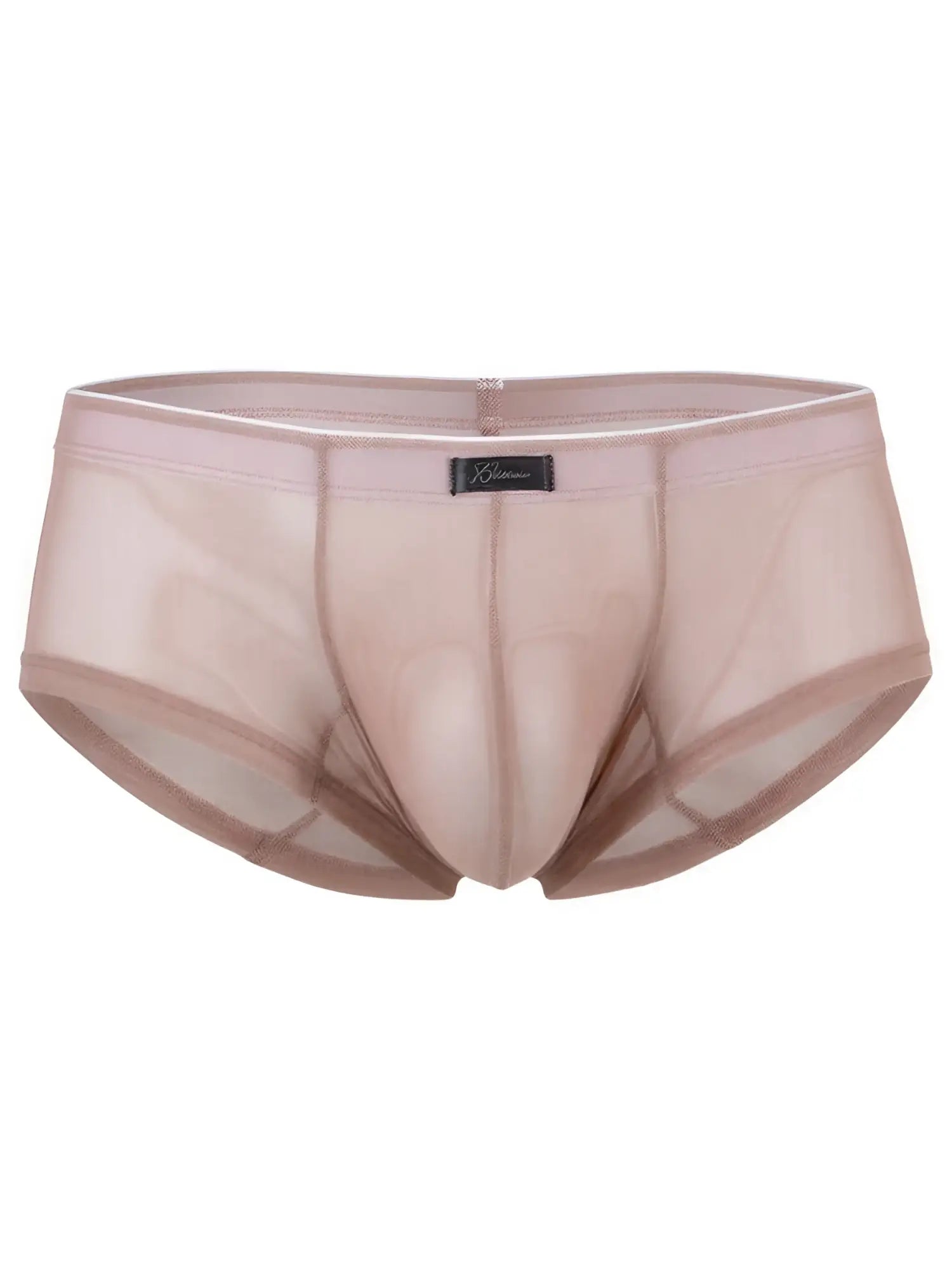 Xtremen men’s sheer mesh briefs in nude/beige, featuring a supportive pouch and branded waistband.