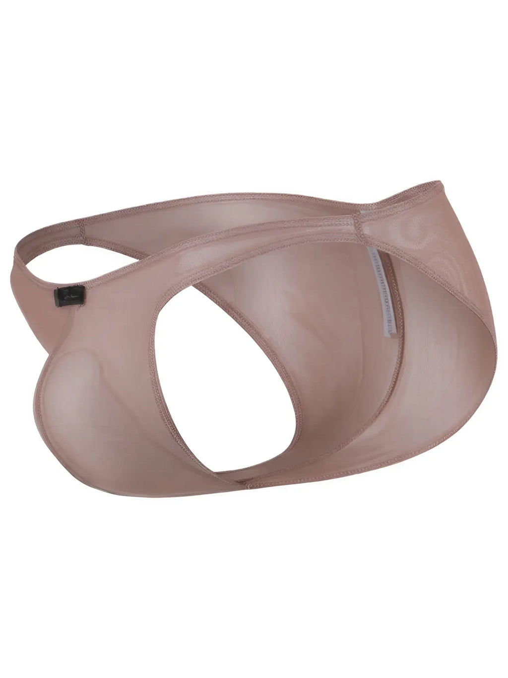 Xtremen nude-colored sheer mesh bikini with a cutout design and branded side tab.