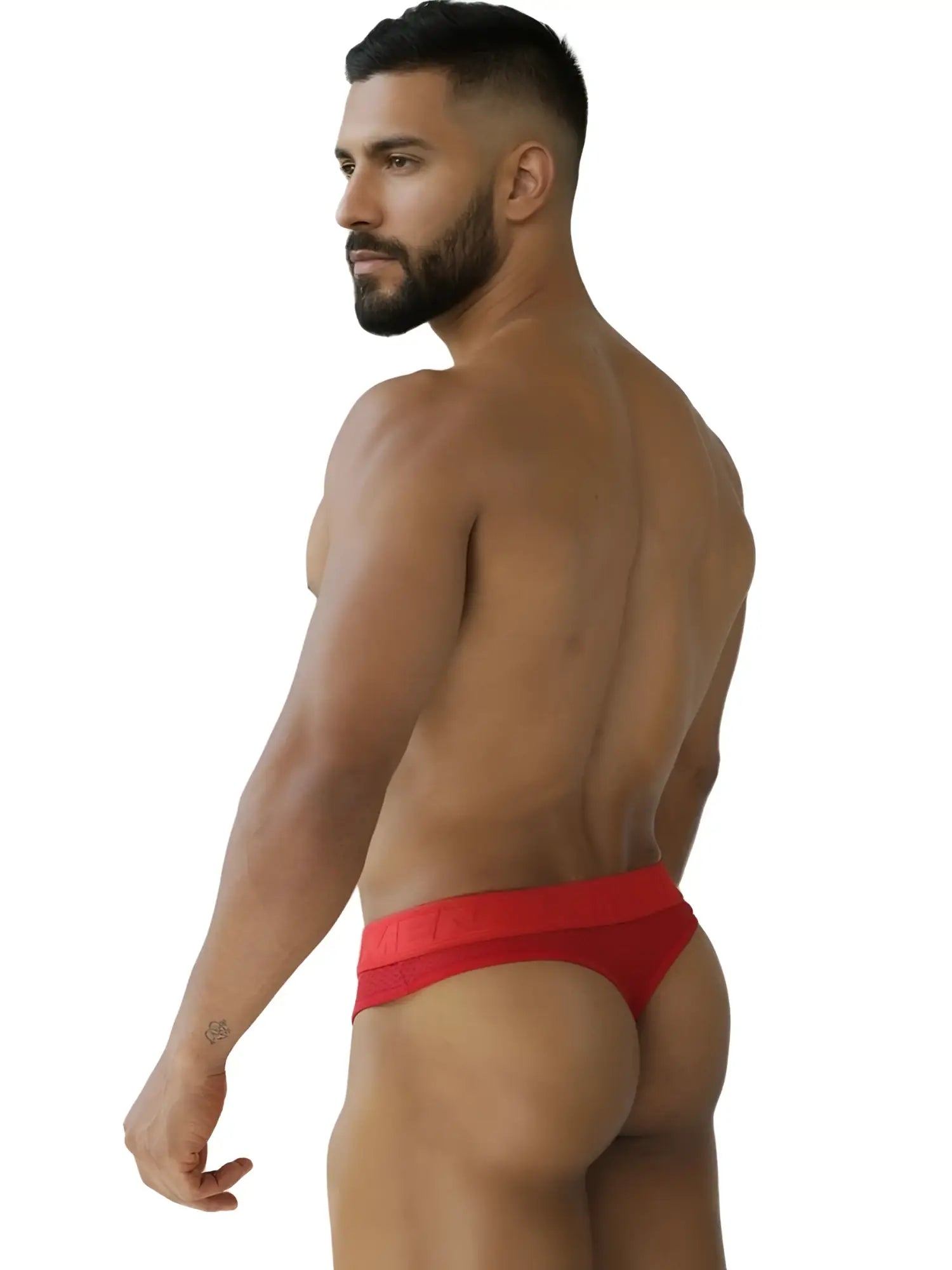 Red xtremen 91268 microfiber mesh thong briefs with a smooth, form-fitting design for athletic use