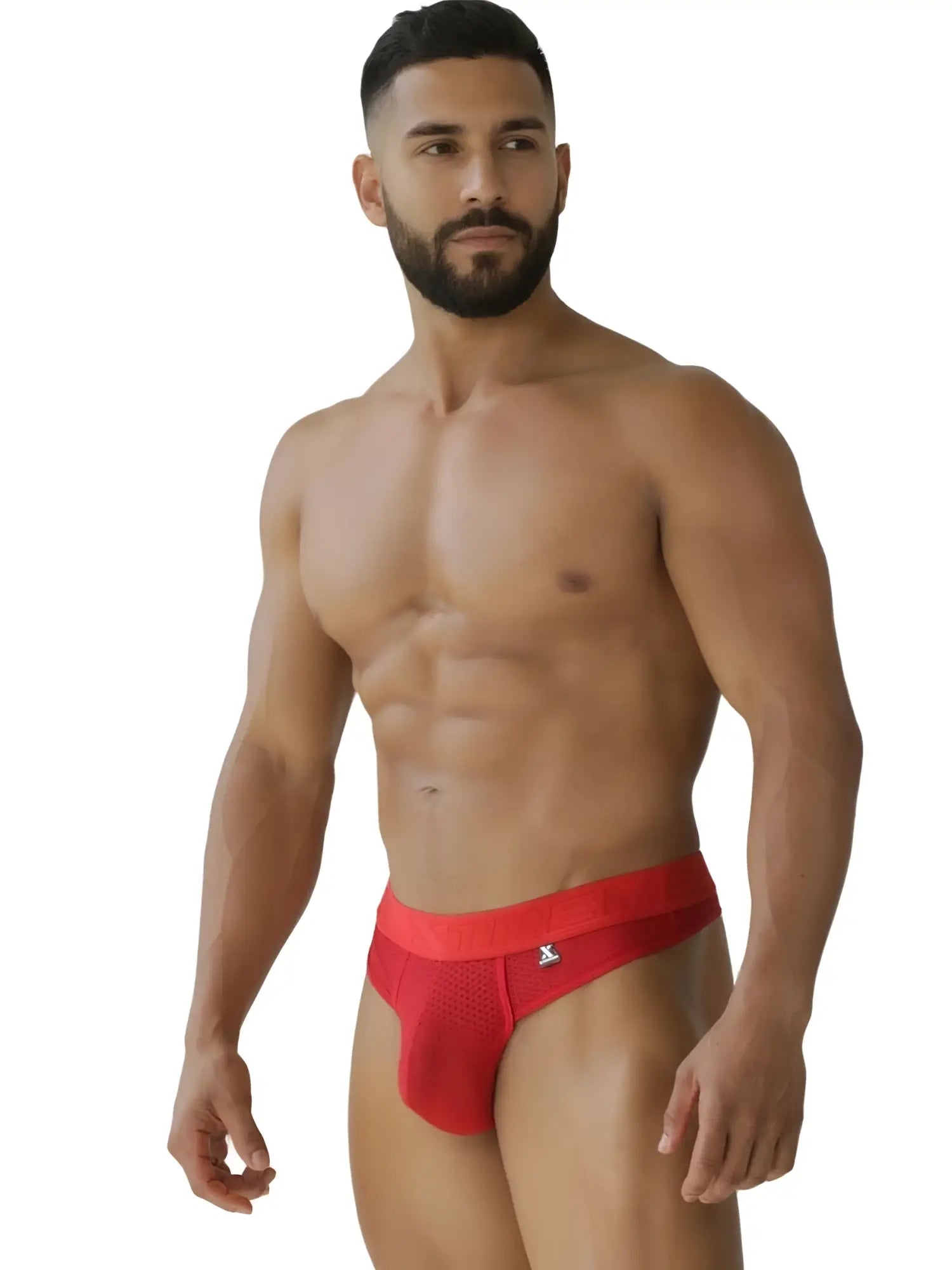 Red xtremen 91268 microfiber mesh men’s briefs with a small logo on the waistband