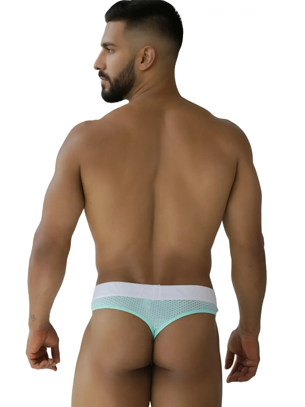 Xtremen 91268 light blue microfiber mesh briefs with a white waistband in color seawater for comfortable wear