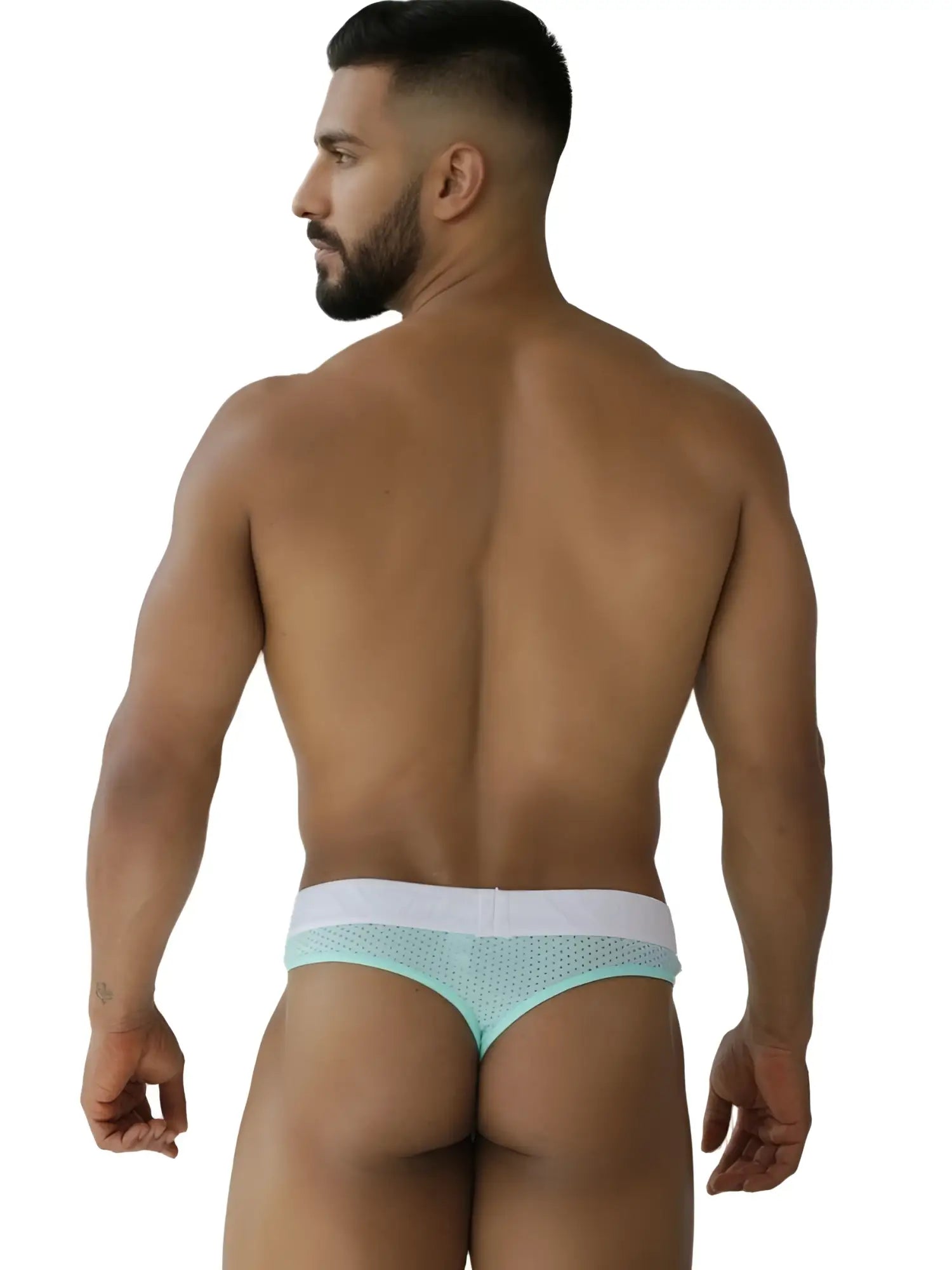 Xtremen 91268 light blue microfiber mesh briefs with a white waistband in color seawater for comfortable wear